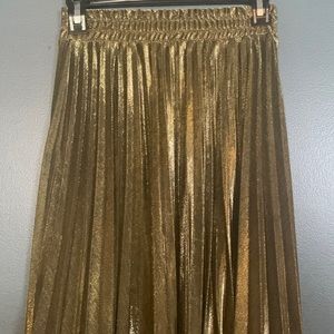 Pleated Gold long skirt